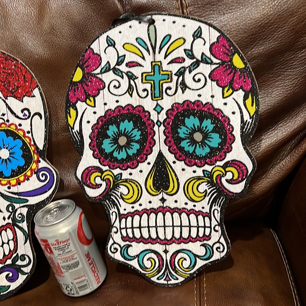 3 ITEM BUNDLE~~Sugar Skull Decor, Glitter accents very colorful and fun! NWT - Picture 5 of 8